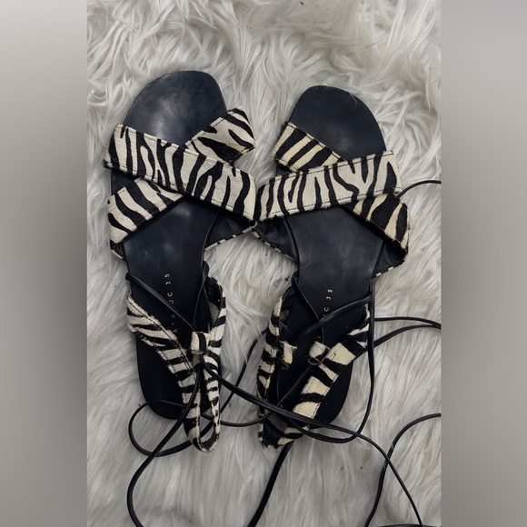 Zara Zebra Striped Sandals in Black and White - Picture 4 of 10